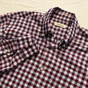 NWOT Peter Millar Men's Medium Red Plaid Long Sleeve Button Down